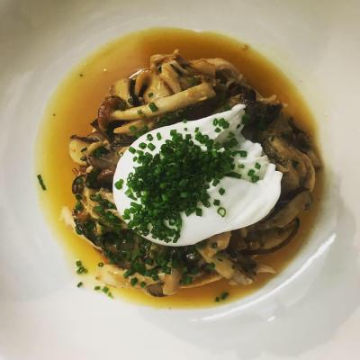 Wild Mushrooms And Smoked Chicken On Toast Poached Egg